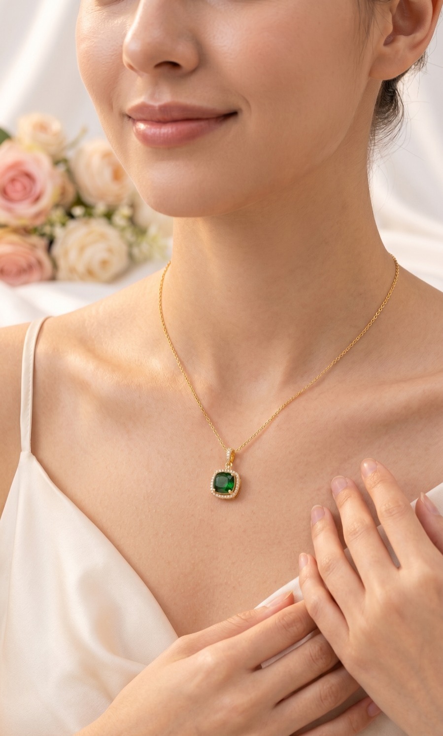 Emerald Glow Pendant Necklace - Image 2