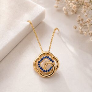 Golden Bloom Sapphire Pendant Necklace