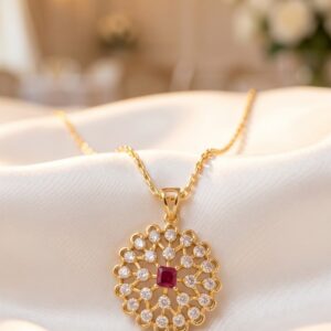 Ruby Blossom Radiance Pendant Necklace