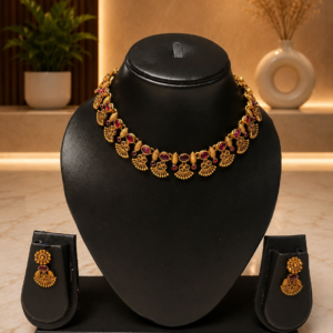 Aarohi Ruby Temple Necklace Set