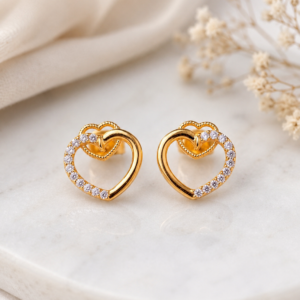 Crystal Heart Gold-Plated Earrings
