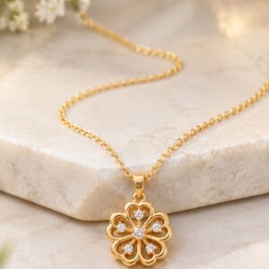 Elegant Floral Gold Pendant Necklace