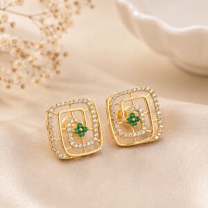Emerald Geometric  Earrings