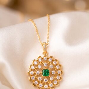 Emerald Radiance Gold Pendant Necklace