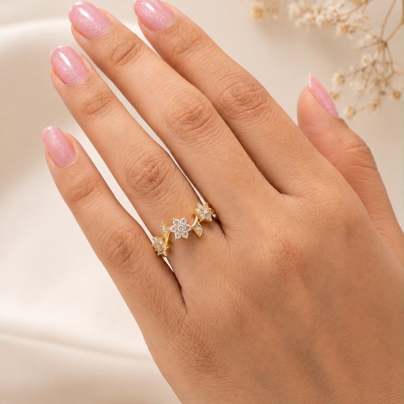 Floral Grace Gold Ring - Image 2