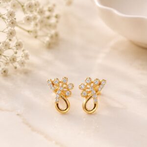 Golden Floral Loop Earrings