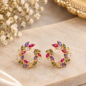 Multicolor Gemstone Wreath Earrings