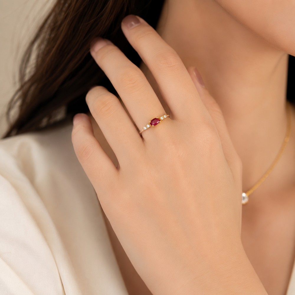 Ruby Bloom Crystal Ring - Image 2