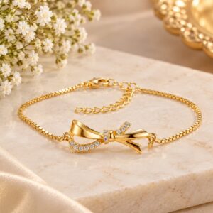 Elegant Bow Crystal Gold Bracelet