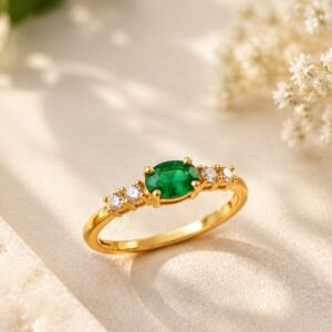 Emerald Glow Gold Ring under