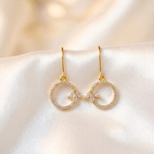 Golden Bloom Circle Earrings