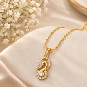 Golden Grace Pavé Pendant Necklace