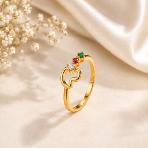 Multy Color Heart Crystal Ring