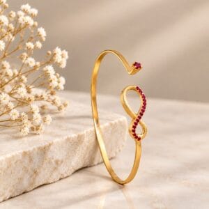 Ruby Infinity Gold Cuff