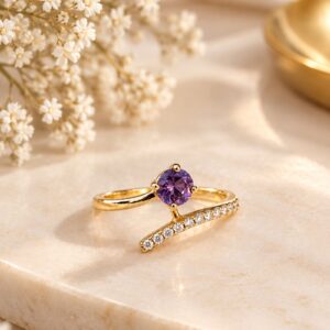 Violet Heart Stone Ring